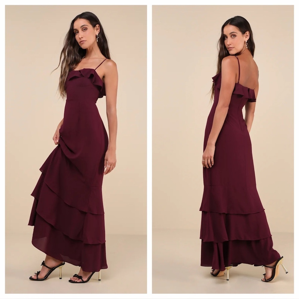 Lulus Lively Evenings Plum Purple Sleeveless Tiered Maxi Dress